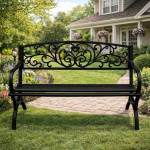 Záhradná kovová lavička – čierna